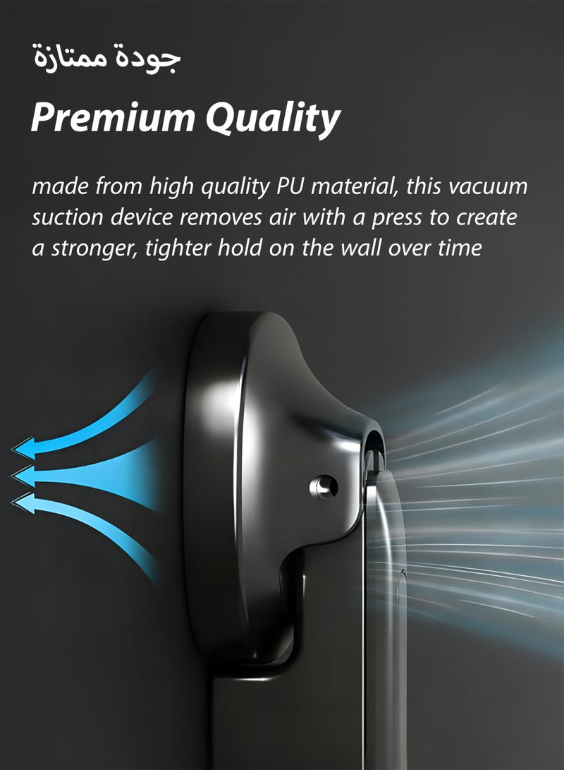 توشيونيكس رف تجفيف ملابس تلسكوبي مزود بكوب شفط - حامل ملابس قابل للطي يُثبت على الحائط، قابل للتعديل من 22.3 إلى 34.7 سم، 6-12 فتحة، شفط قوي، منظم ملابس محمول للحمام والسفر بدون حفر (رمادي/أبيض) - Image 3